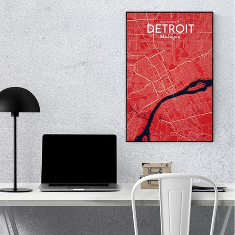 Detroit City Map Poster – Detailed Art Print of Detroit, MI City Map Art for Home Decor, Office Decor, and Unique Gifts