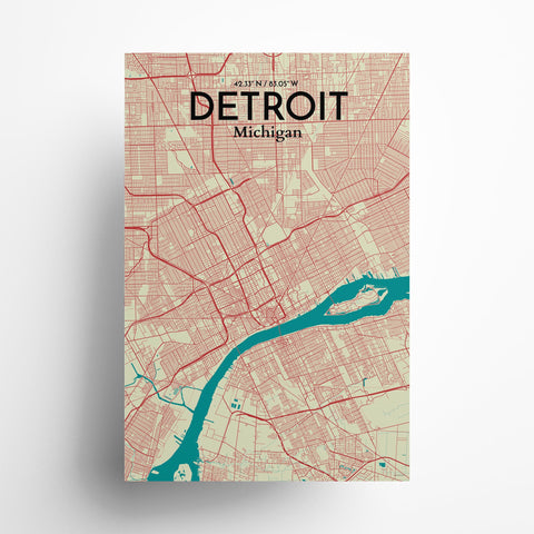 Detroit City Map Poster – Detailed Art Print of Detroit, MI City Map Art for Home Decor, Office Decor, and Unique Gifts