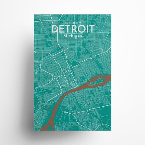 Detroit City Map Poster – Detailed Art Print of Detroit, MI City Map Art for Home Decor, Office Decor, and Unique Gifts