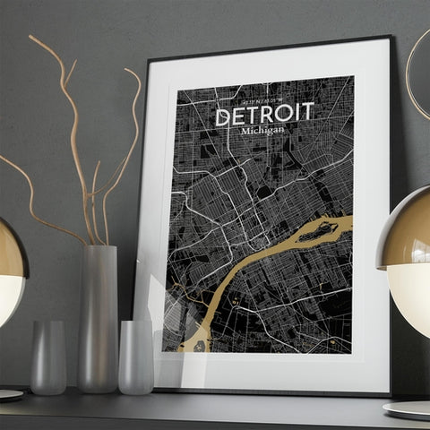 Detroit City Map Poster – Detailed Art Print of Detroit, MI City Map Art for Home Decor, Office Decor, and Unique Gifts