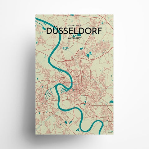 Dusseldorf City Map Poster – Detailed Art Print of Dusseldorf, Germany for Home Decor, Office Decor, Travel Art, and Unique Gifts