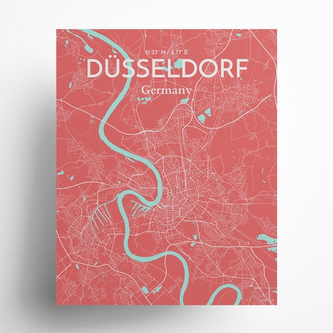 Dusseldorf City Map Poster – Detailed Art Print of Dusseldorf, Germany for Home Decor, Office Decor, Travel Art, and Unique Gifts