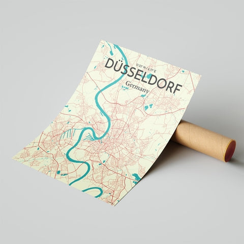 Dusseldorf City Map Poster – Detailed Art Print of Dusseldorf, Germany for Home Decor, Office Decor, Travel Art, and Unique Gifts