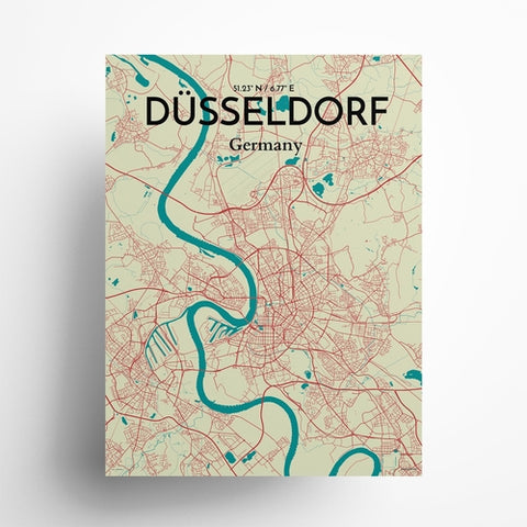 Dusseldorf City Map Poster – Detailed Art Print of Dusseldorf, Germany for Home Decor, Office Decor, Travel Art, and Unique Gifts