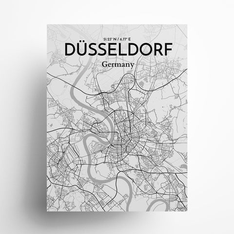 Dusseldorf City Map Poster – Detailed Art Print of Dusseldorf, Germany for Home Decor, Office Decor, Travel Art, and Unique Gifts