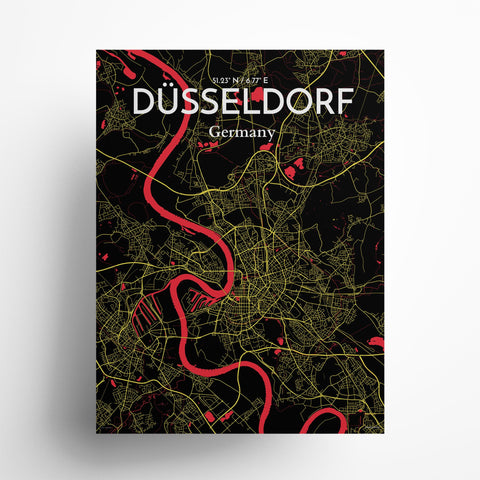 Dusseldorf City Map Poster – Detailed Art Print of Dusseldorf, Germany for Home Decor, Office Decor, Travel Art, and Unique Gifts