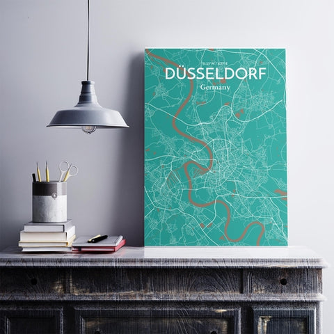 Dusseldorf City Map Poster – Detailed Art Print of Dusseldorf, Germany for Home Decor, Office Decor, Travel Art, and Unique Gifts