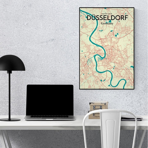 Dusseldorf City Map Poster – Detailed Art Print of Dusseldorf, Germany for Home Decor, Office Decor, Travel Art, and Unique Gifts