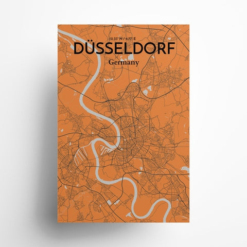 Dusseldorf City Map Poster – Detailed Art Print of Dusseldorf, Germany for Home Decor, Office Decor, Travel Art, and Unique Gifts