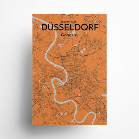 Dusseldorf City Map Poster – Detailed Art Print of Dusseldorf, Germany for Home Decor, Office Decor, Travel Art, and Unique Gifts