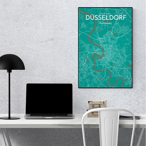 Dusseldorf City Map Poster – Detailed Art Print of Dusseldorf, Germany for Home Decor, Office Decor, Travel Art, and Unique Gifts