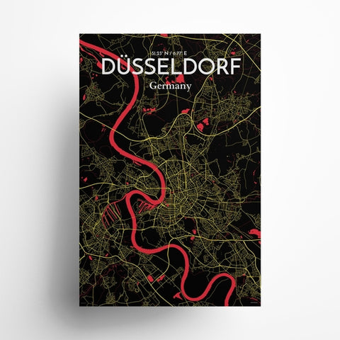 Dusseldorf City Map Poster – Detailed Art Print of Dusseldorf, Germany for Home Decor, Office Decor, Travel Art, and Unique Gifts