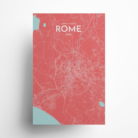 Rome City Map Poster – Detailed Art Print of Rome Italy, Italian City Map Art for Home Decor, Office Decor, and Unique Gifts