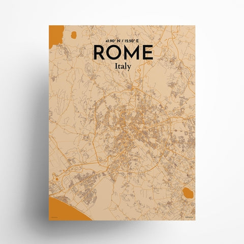 Rome City Map Poster – Detailed Art Print of Rome Italy, Italian City Map Art for Home Decor, Office Decor, and Unique Gifts