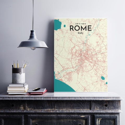 Rome City Map Poster – Detailed Art Print of Rome Italy, Italian City Map Art for Home Decor, Office Decor, and Unique Gifts