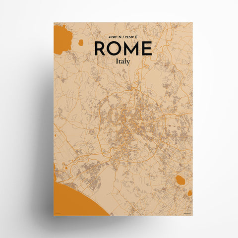 Rome City Map Poster – Detailed Art Print of Rome Italy, Italian City Map Art for Home Decor, Office Decor, and Unique Gifts