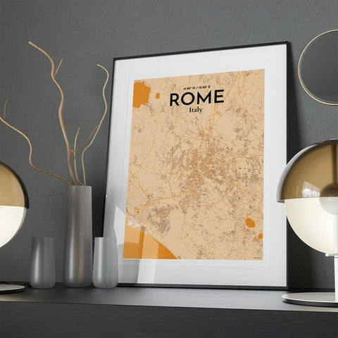 Rome City Map Poster – Detailed Art Print of Rome Italy, Italian City Map Art for Home Decor, Office Decor, and Unique Gifts