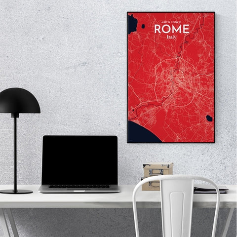 Rome City Map Poster – Detailed Art Print of Rome Italy, Italian City Map Art for Home Decor, Office Decor, and Unique Gifts