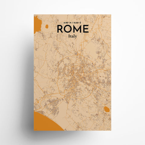 Rome City Map Poster – Detailed Art Print of Rome Italy, Italian City Map Art for Home Decor, Office Decor, and Unique Gifts