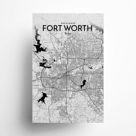 Fort Worth City Map Poster – Detailed Art Print of Fort Worth, Texas for Home Decor, Office Decor, Travel Art, and Unique Gifts