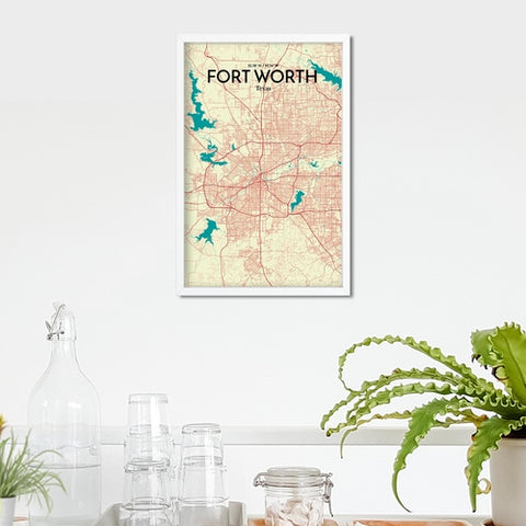 Fort Worth City Map Poster – Detailed Art Print of Fort Worth, Texas for Home Decor, Office Decor, Travel Art, and Unique Gifts