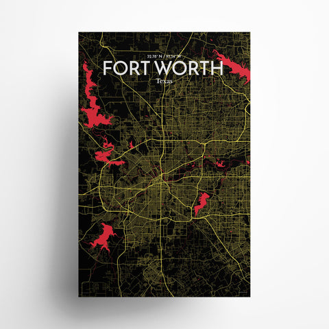 Fort Worth City Map Poster – Detailed Art Print of Fort Worth, Texas for Home Decor, Office Decor, Travel Art, and Unique Gifts