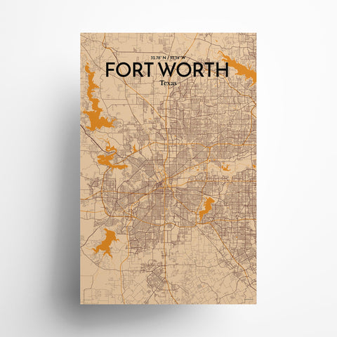 Fort Worth City Map Poster – Detailed Art Print of Fort Worth, Texas for Home Decor, Office Decor, Travel Art, and Unique Gifts