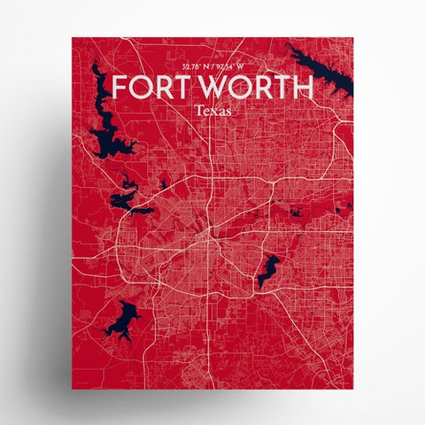 Fort Worth City Map Poster – Detailed Art Print of Fort Worth, Texas for Home Decor, Office Decor, Travel Art, and Unique Gifts