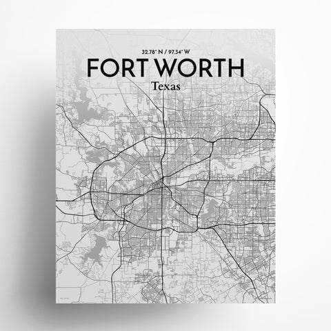 Fort Worth City Map Poster – Detailed Art Print of Fort Worth, Texas for Home Decor, Office Decor, Travel Art, and Unique Gifts