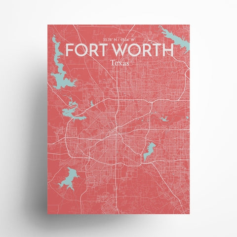 Fort Worth City Map Poster – Detailed Art Print of Fort Worth, Texas for Home Decor, Office Decor, Travel Art, and Unique Gifts