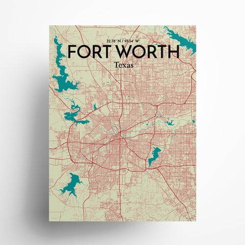 Fort Worth City Map Poster – Detailed Art Print of Fort Worth, Texas for Home Decor, Office Decor, Travel Art, and Unique Gifts