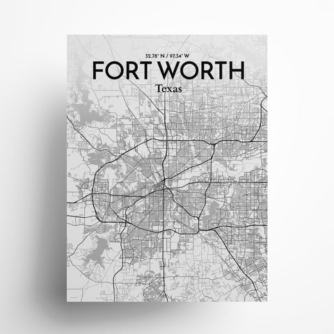 Fort Worth City Map Poster – Detailed Art Print of Fort Worth, Texas for Home Decor, Office Decor, Travel Art, and Unique Gifts