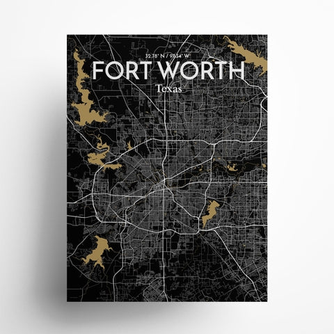 Fort Worth City Map Poster – Detailed Art Print of Fort Worth, Texas for Home Decor, Office Decor, Travel Art, and Unique Gifts