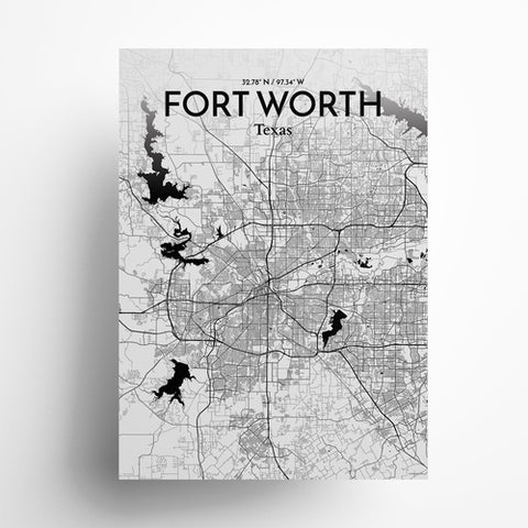 Fort Worth City Map Poster – Detailed Art Print of Fort Worth, Texas for Home Decor, Office Decor, Travel Art, and Unique Gifts