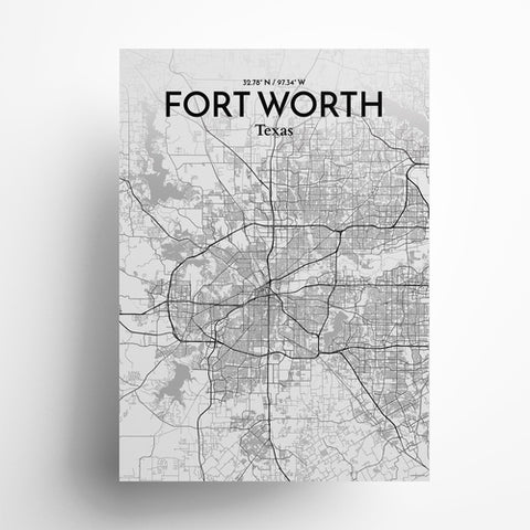 Fort Worth City Map Poster – Detailed Art Print of Fort Worth, Texas for Home Decor, Office Decor, Travel Art, and Unique Gifts