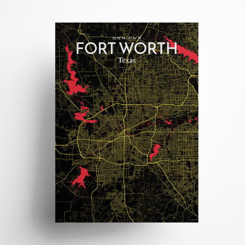 Fort Worth City Map Poster – Detailed Art Print of Fort Worth, Texas for Home Decor, Office Decor, Travel Art, and Unique Gifts