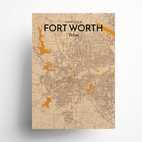 Fort Worth City Map Poster – Detailed Art Print of Fort Worth, Texas for Home Decor, Office Decor, Travel Art, and Unique Gifts