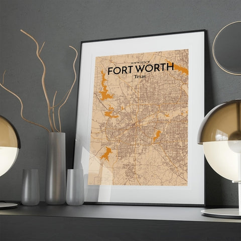 Fort Worth City Map Poster – Detailed Art Print of Fort Worth, Texas for Home Decor, Office Decor, Travel Art, and Unique Gifts