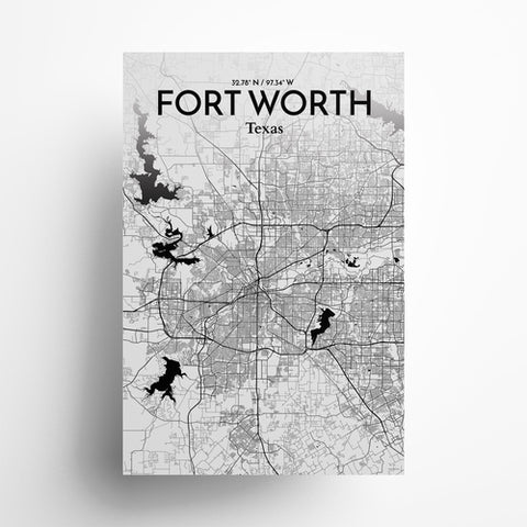 Fort Worth City Map Poster – Detailed Art Print of Fort Worth, Texas for Home Decor, Office Decor, Travel Art, and Unique Gifts