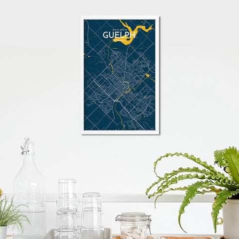 Guelph City Map Poster – Detailed Art Print of Guelph, Ontario Canada Map Art for Home Decor, Office Decor, and Unique Gifts