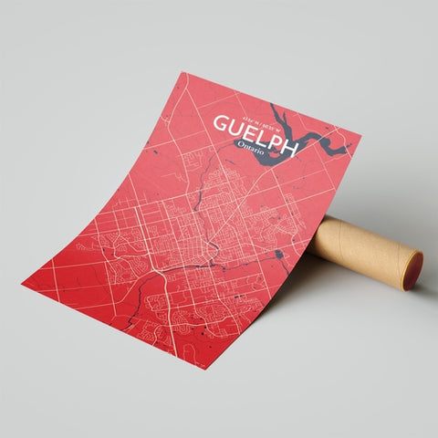 Guelph City Map Poster – Detailed Art Print of Guelph, Ontario Canada Map Art for Home Decor, Office Decor, and Unique Gifts