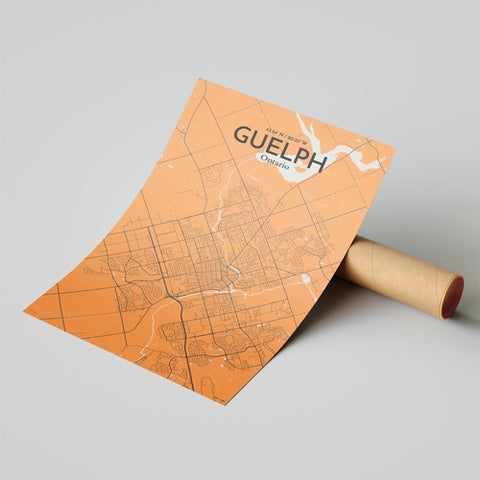 Guelph City Map Poster – Detailed Art Print of Guelph, Ontario Canada Map Art for Home Decor, Office Decor, and Unique Gifts