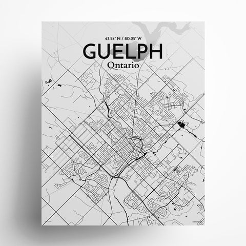 Guelph City Map Poster – Detailed Art Print of Guelph, Ontario Canada Map Art for Home Decor, Office Decor, and Unique Gifts