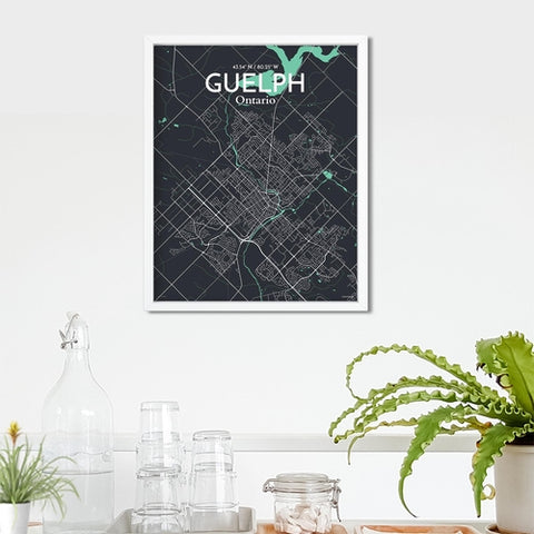 Guelph City Map Poster – Detailed Art Print of Guelph, Ontario Canada Map Art for Home Decor, Office Decor, and Unique Gifts