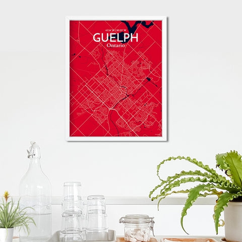 Guelph City Map Poster – Detailed Art Print of Guelph, Ontario Canada Map Art for Home Decor, Office Decor, and Unique Gifts