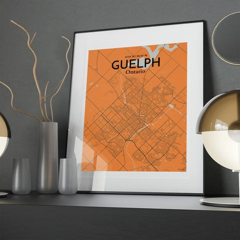 Guelph City Map Poster – Detailed Art Print of Guelph, Ontario Canada Map Art for Home Decor, Office Decor, and Unique Gifts