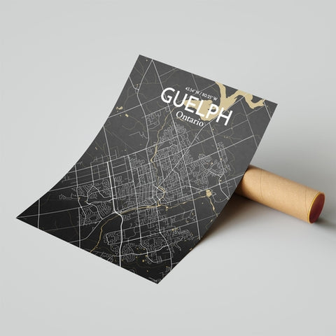 Guelph City Map Poster – Detailed Art Print of Guelph, Ontario Canada Map Art for Home Decor, Office Decor, and Unique Gifts