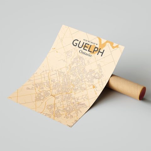 Guelph City Map Poster – Detailed Art Print of Guelph, Ontario Canada Map Art for Home Decor, Office Decor, and Unique Gifts