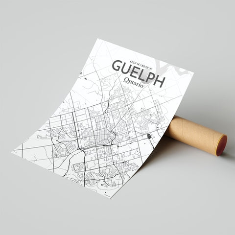 Guelph City Map Poster – Detailed Art Print of Guelph, Ontario Canada Map Art for Home Decor, Office Decor, and Unique Gifts