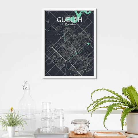 Guelph City Map Poster – Detailed Art Print of Guelph, Ontario Canada Map Art for Home Decor, Office Decor, and Unique Gifts